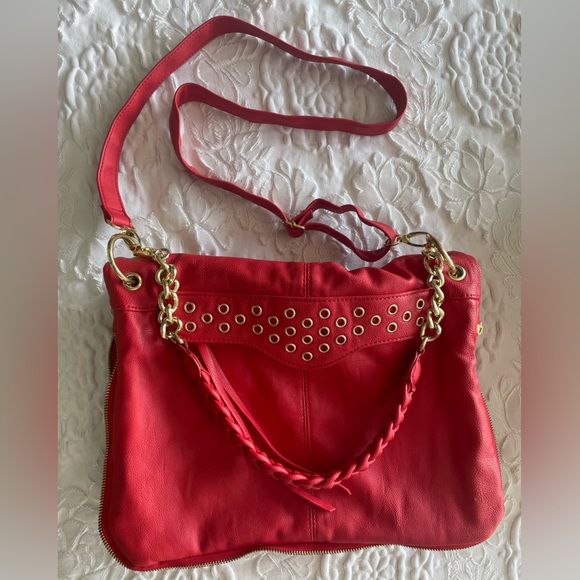 Steve Madden Red/Orange Large Tote Shoulder Bag Extendable Logo Detachable Strap - Picture 10 of 17